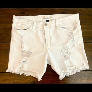 Distressed white shorts!